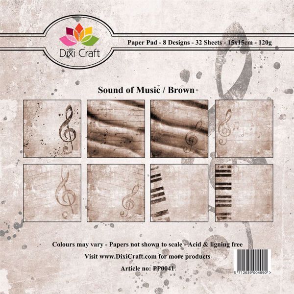 Sound of Music designpapirblok fra DixiCraft - Brun - PP0032