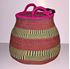 Hammershus Fairtrade Pot Basket af elefantgræs - Natur, grøn, turkis og pink
