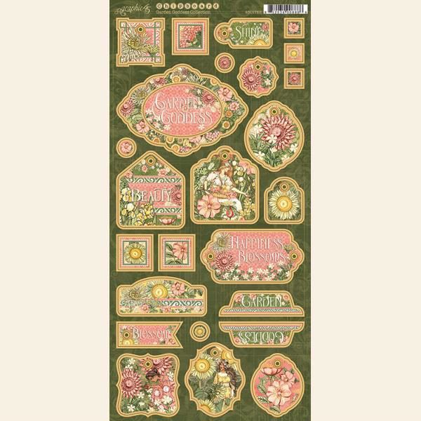 Dekorativ chipboard i pap fra Graphic 45 - Garden Goddess