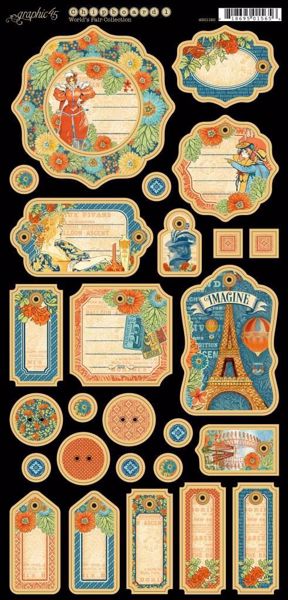 Journaling chipboard i pap fra Graphic 45 - Worlds Fair 4501180