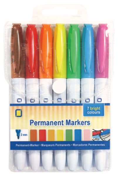 Tegn på plastic, voks, lys, glas, metal, papir og træ med JEJE Permanet Markers - 7 stk klare farver