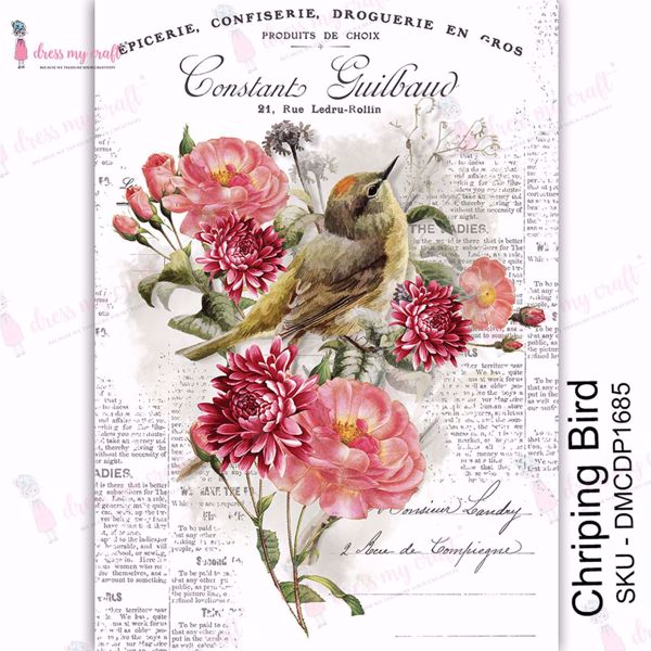 Chirping Bird - A4 Transfer Me fra Dress My Craft - DMCDP1685
