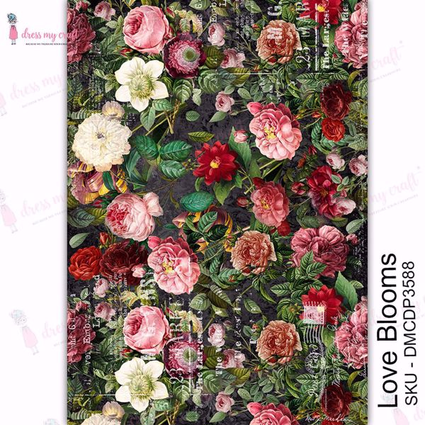 Love Blooms - A4 Transfer Me fra Dress My Craft - DMCDP3588