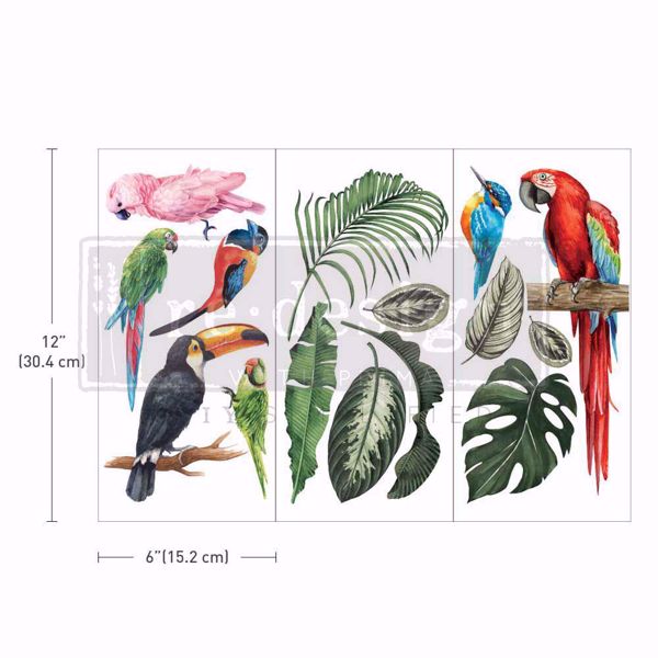 Re-design with Prima - Tropical Birds - 3 stk af 15 x 30 cm Decor Transfer - 657314