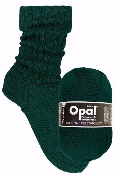 Ensfarvet Opal Uni slidstærkt strømpegarn - 9933 Waldgrün (Skovgrøn)