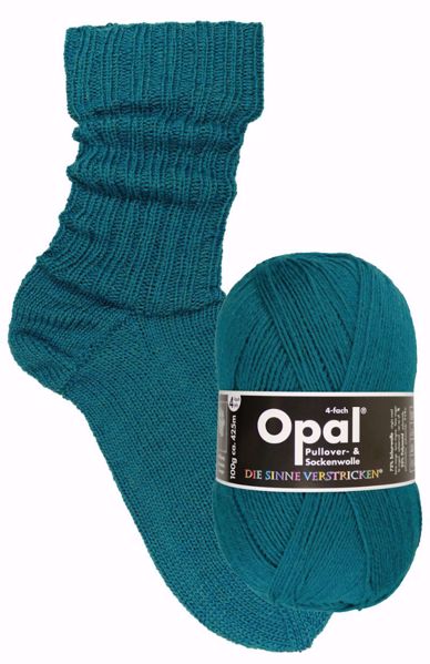 Ensfarvet Opal Uni slidstærkt strømpegarn - 9934 Blaugrün (Petroleum)