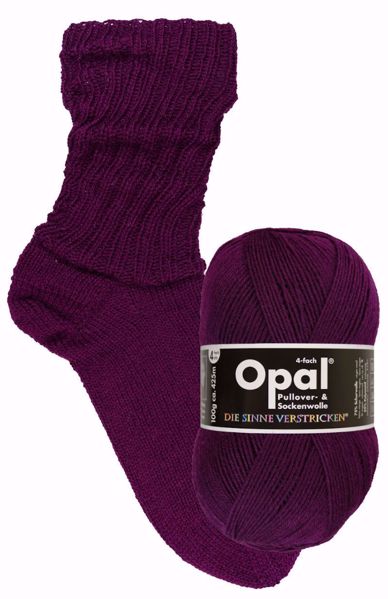 Ensfarvet Opal Uni slidstærkt strømpegarn - 9938 Beere (Rødviolet)