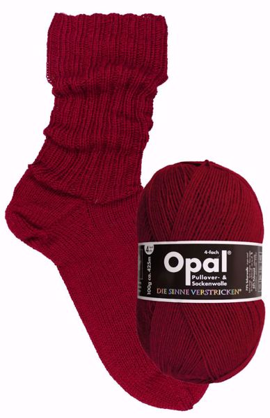 Ensfarvet Opal Uni slidstærkt strømpegarn - 9939 Rubinrot (Varm rød)