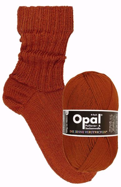 Ensfarvet Opal Uni slidstærkt strømpegarn - 9941 Rostbraun ( Ræv)